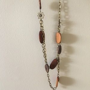 Wood charm necklace